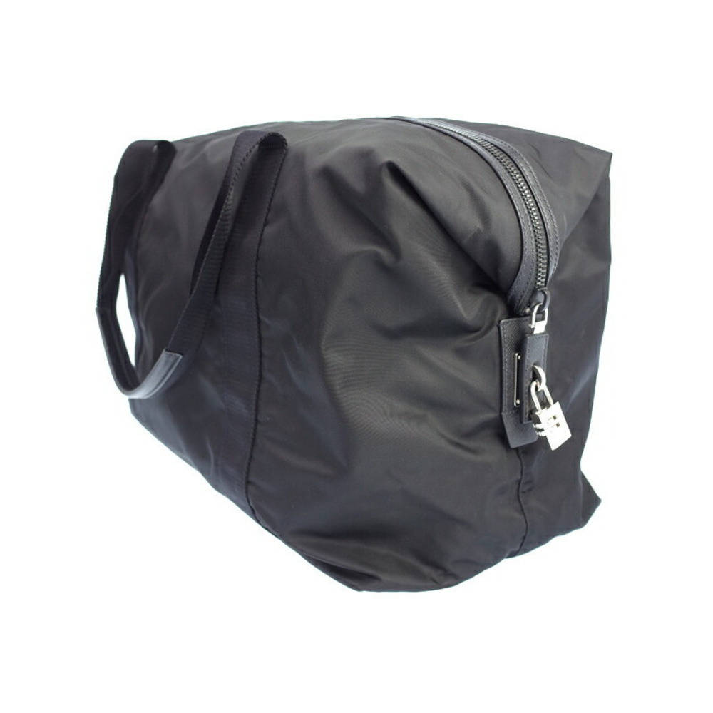 Prada ReNylon Saffiano Leather Duffel Boston Bag Black - Picture 2 of 5